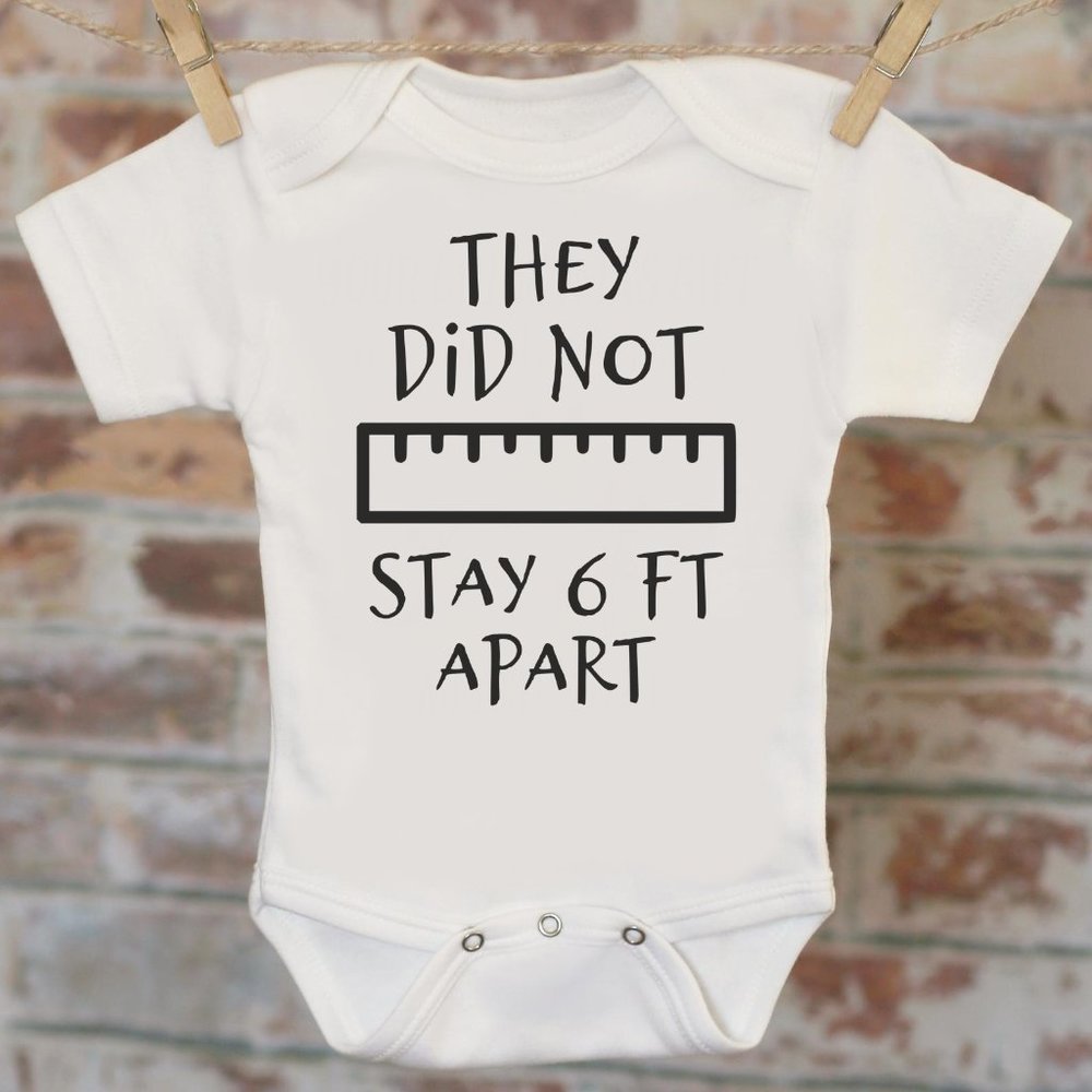 Six Feet Apart Funny Baby Onesie